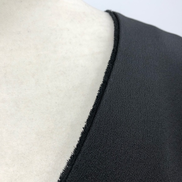 Grey by Jason Wu Black Satin Flounce Hem Sheath Dress V-neck Sleeveless Size 6 - Picture 5 of 10